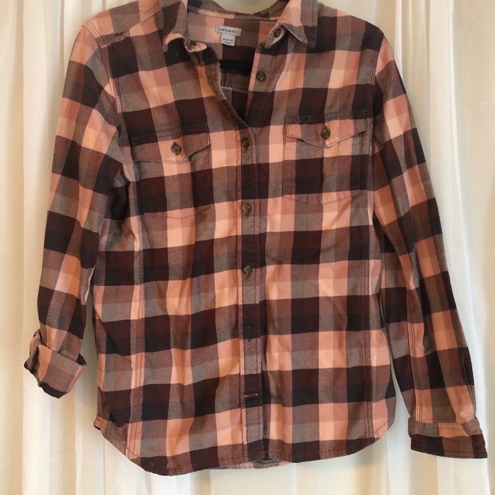Wine and Pink colored Women’s Carhartt Flannel